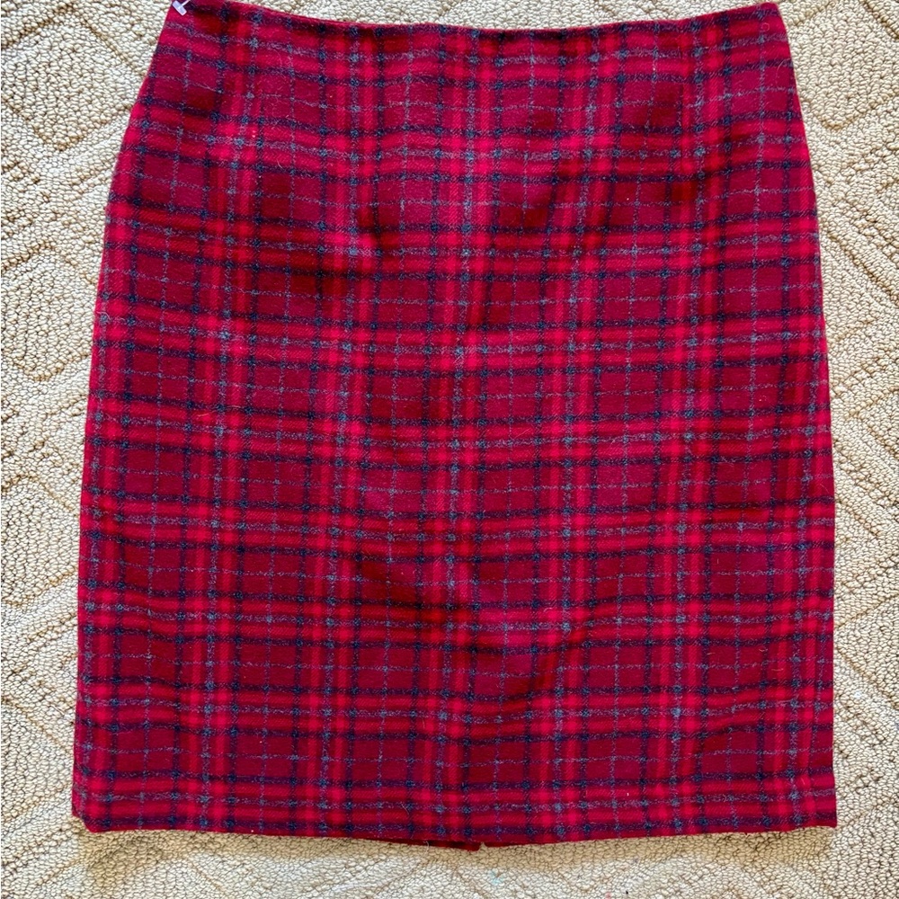 Talbots Red Plaid Pencil Skirt
